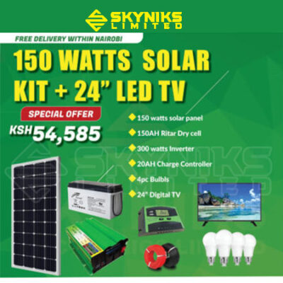 150 WATTS SOLAR KIT and 24 inch LED TV