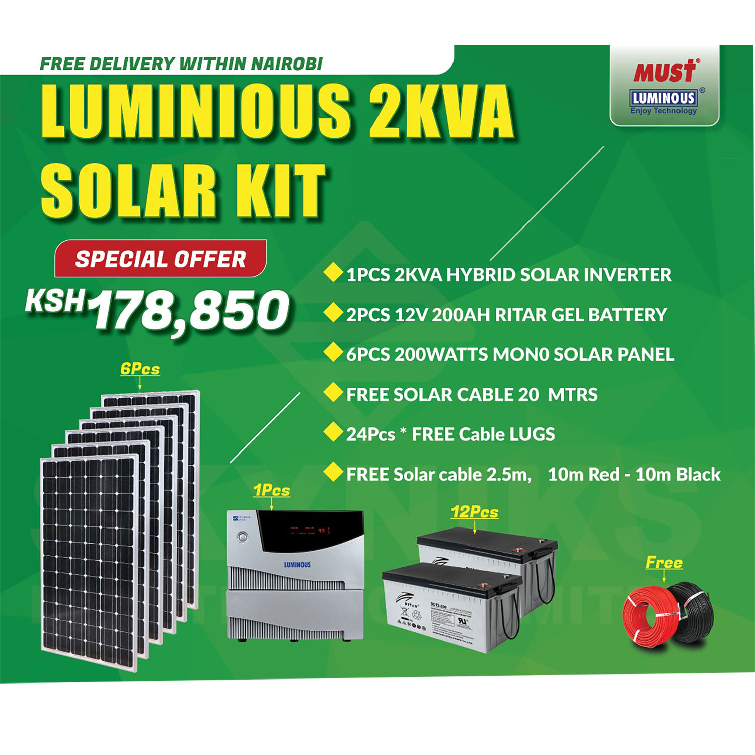 LUMINIOUS 2KVA SOLAR KIT - Skyniks