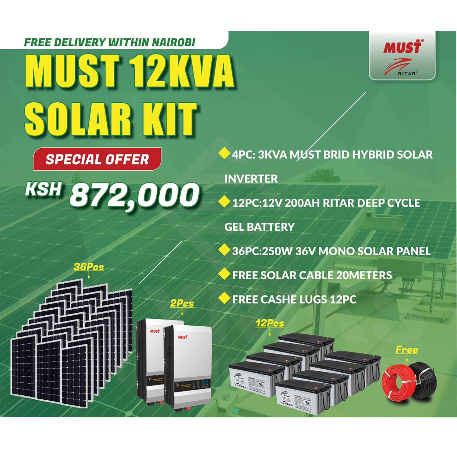 MUST 12KVA SOLAR KIT - Skyniks