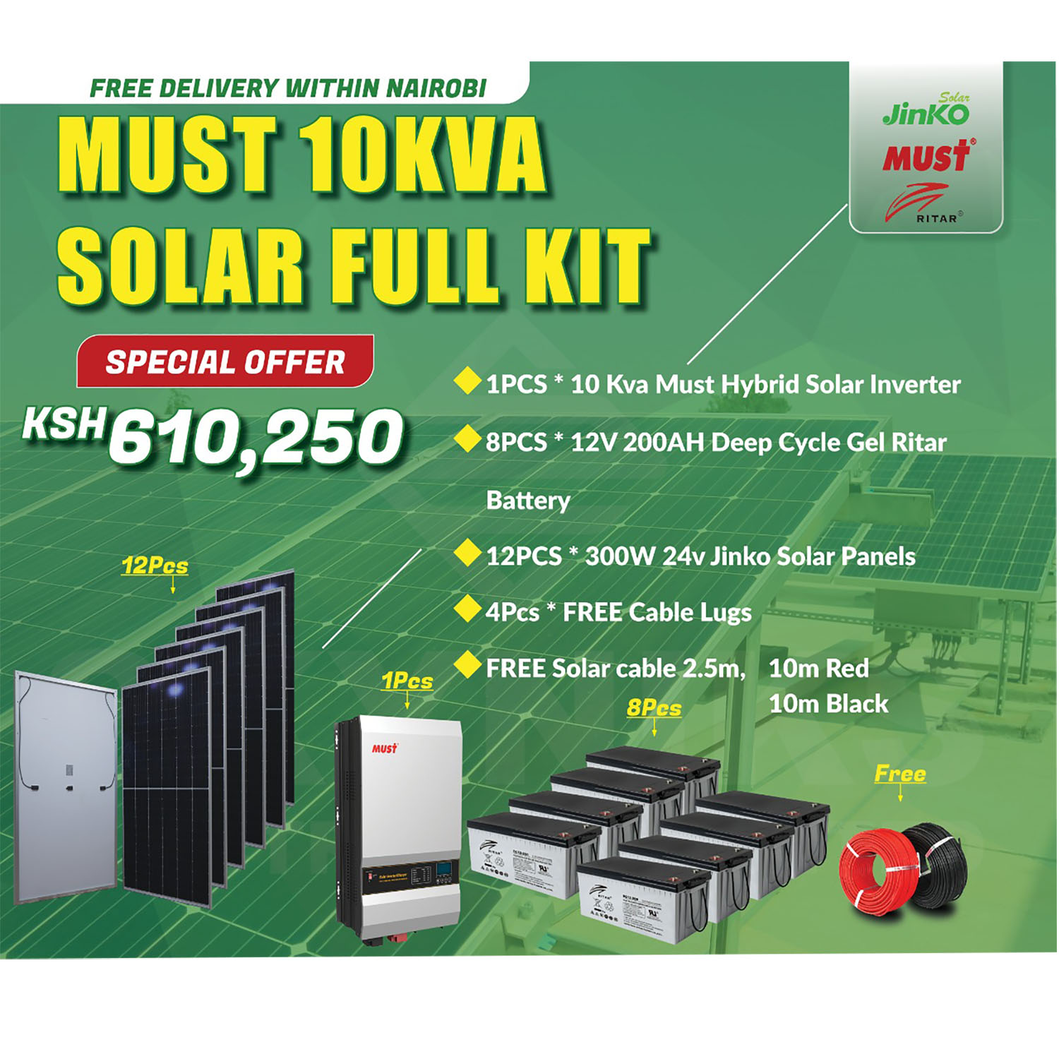 MUST 10KVA SOLAR FULL KIT - Skyniks