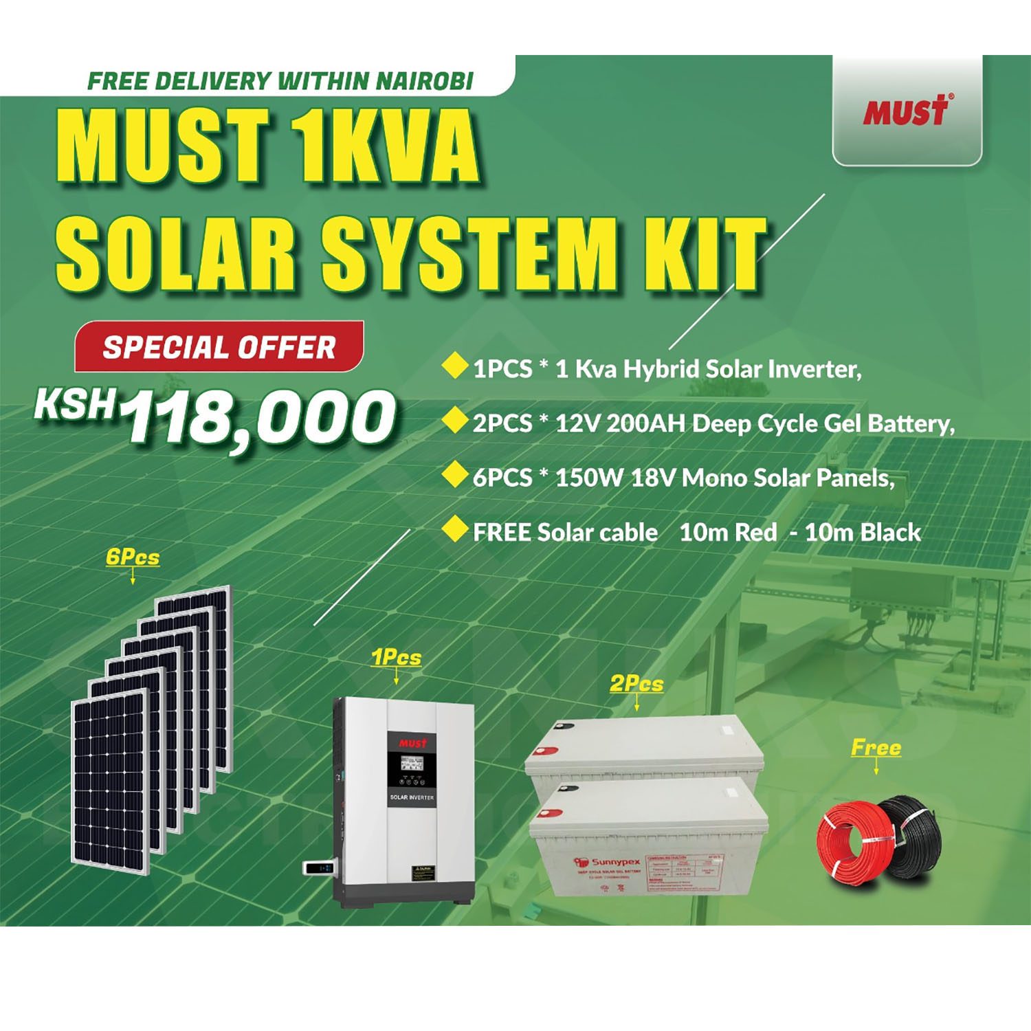 MUST 1KVA SOLAR SYSTEM KIT Skyniks