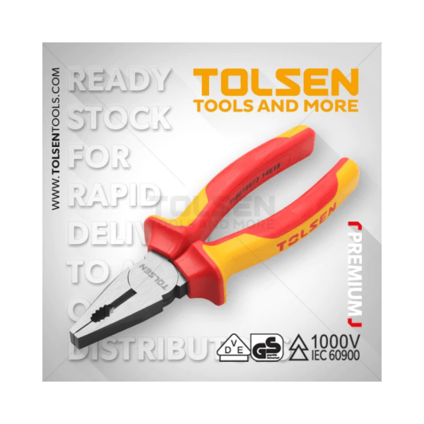 Tolsen Premium Insulated Combination Pliers (6" - 8") VDE Line - Image 2