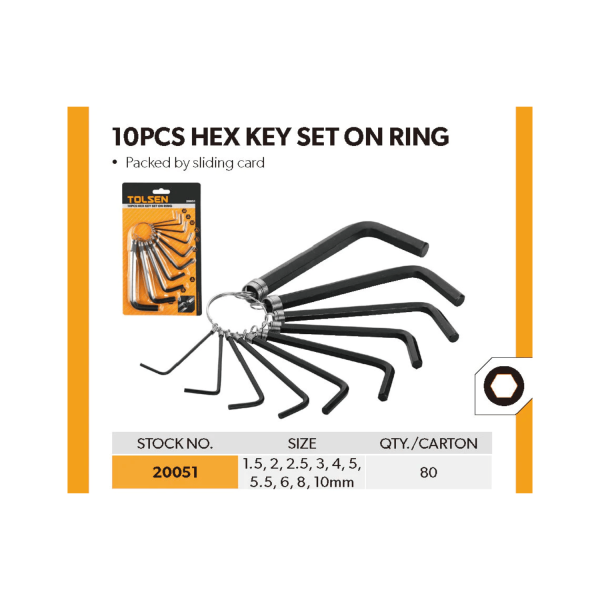 10PCS HEX KEY SET ON RING - Image 2