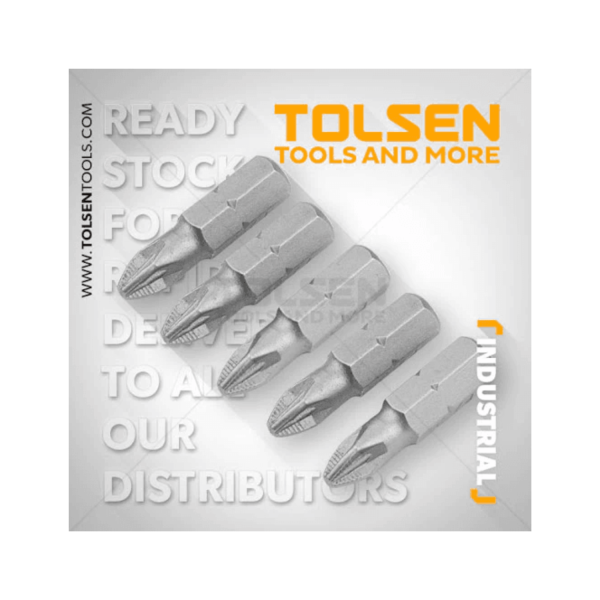 Tolsen Industrial 5pcs Phillips Screwdriver Bits Set (PZ2x25mm) 20273 - Image 3