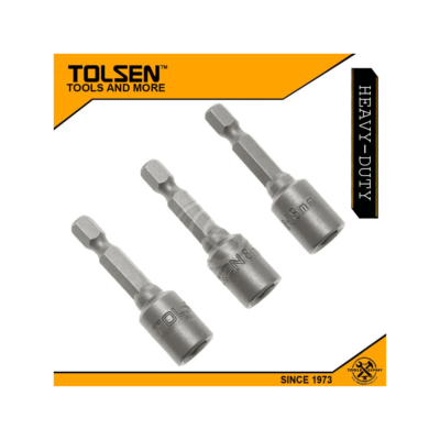 Tolsen 3pcs Magnetic Nut Socket Set (3/8″) Tek Screw Bits 77832