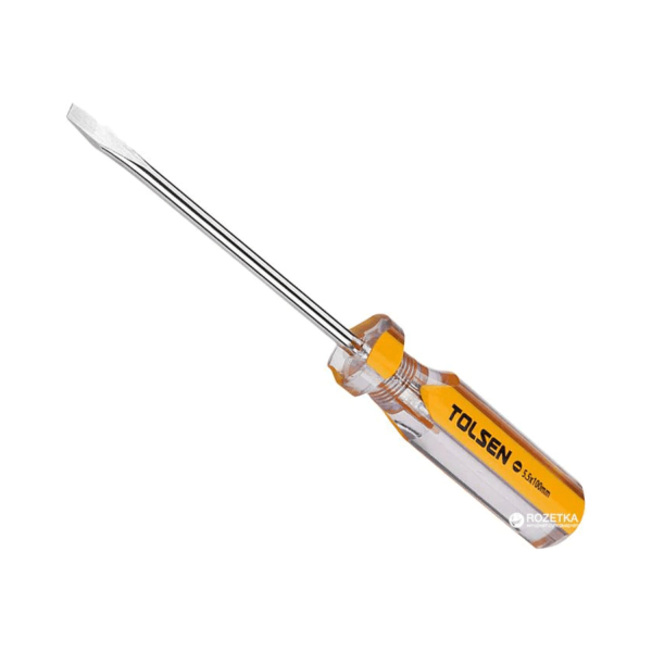 Tolsen Screwdriver Flat (4X100mm) 20017 Cr-V Transparent PVC handle - Image 3