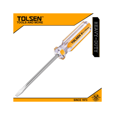 Tolsen Screwdriver Flat (4X100mm) 20017 Cr-V Transparent PVC handle