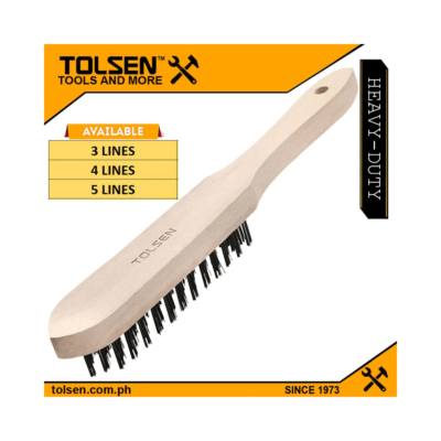 Tolsen Steel Wire Brush (3 Lines 4 Lines 5 Lines) Wooden Handle