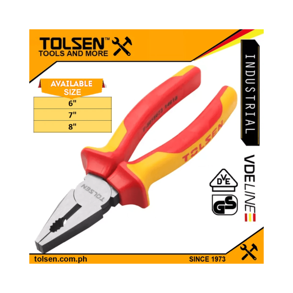 Tolsen Premium Insulated Combination Pliers (6" - 8") VDE Line