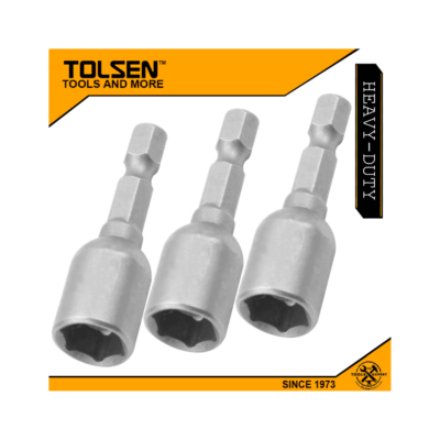 Tolsen 3pcs Magnetic Nut Socket Set (Length 8mm) Tek Screw Bits 77823