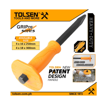 Tolsen Big Plate Pointed Cold Chisel (4x18x250mm | 4x18x300mm) Soft Handguard