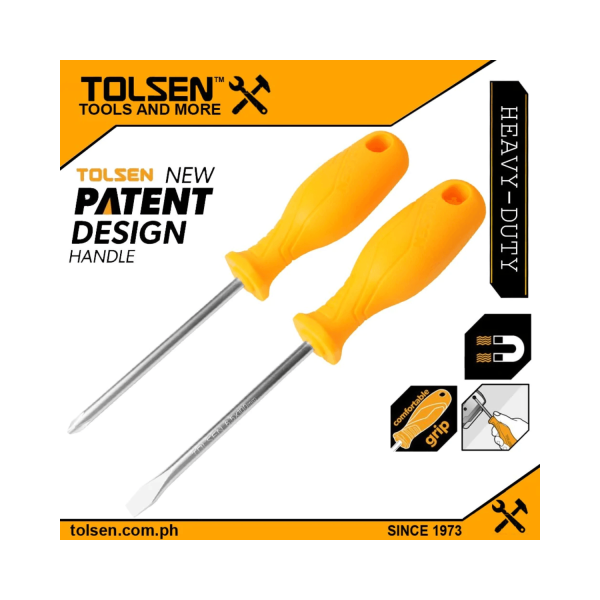 Tolsen 2pcs Screwdriver Set (PH2x100mm | 6.5x100mm) Anti Slip Function