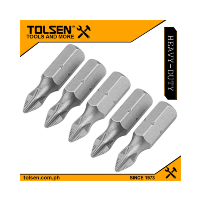 Tolsen Industrial 5pcs Phillips Screwdriver Bits Set (PH0/1/2/3x25mm) 20286