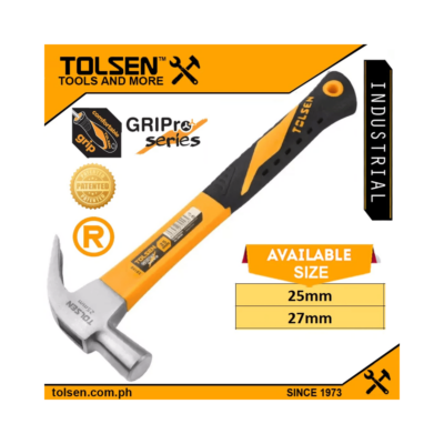 Tolsen British Type Claw Hammer (25mm | 27mm) GriPro Series Fiberglass Handle