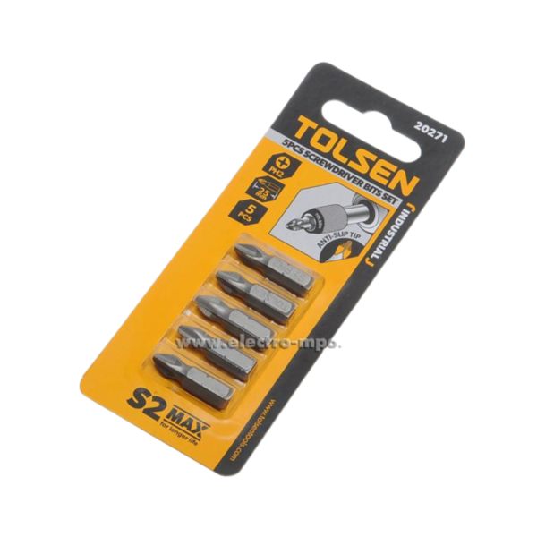 Tolsen Industrial 5pcs Phillips Screwdriver Bits Set (PH2x25mm) 20271 - Image 3