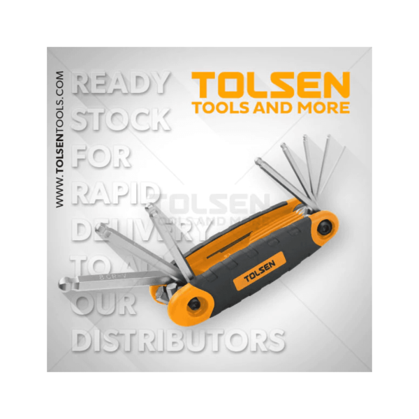 Tolsen 8Pcs Folding Ball Point Allen Hex Key Set (1.5/2/2.5/3/4/5/6/8mm) 20068 - Image 2