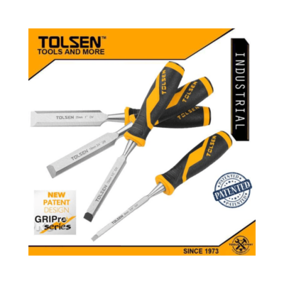 Tolsen Industrial 4pcs Wood Chisel (1/4″, 1/2″, 3/4″, 1″) GRIPro Series 25384