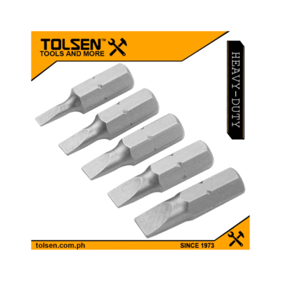 Tolsen Industrial 5pcs Flat Screwdriver Bits Set (SL 3/4/4.5/5/5.5/6.5x25mm) 20285