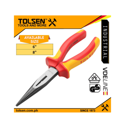 Tolsen VDE Insulated Long Nose Pliers 1000V (6″ | 8″) Premium Line VDE, GS Certified