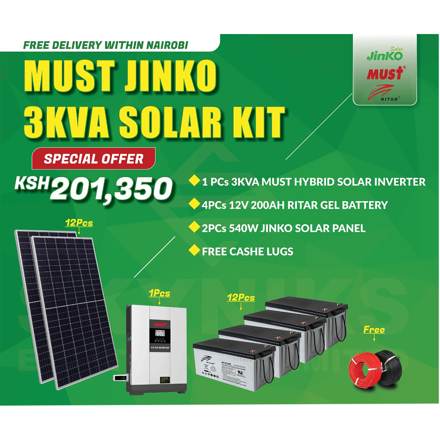 Must Jinko 3KVA Solar Kit - Skyniks