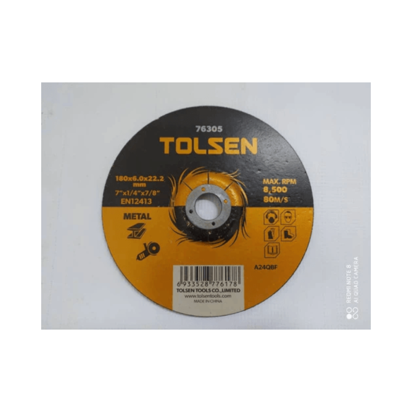 Tolsen Metal Grinding Disc (4" | 4.5" | 5" | 7" | 9" ) For Angle Grinder - Image 3