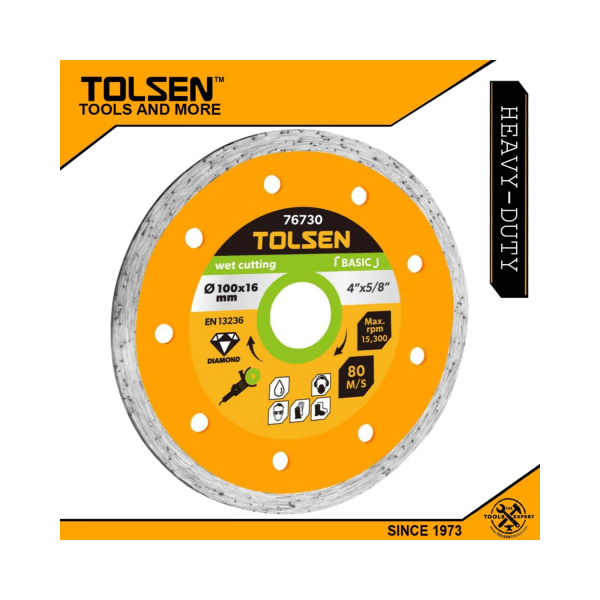 Tolsen Wet Diamond Cutting Disc (4" | 4.5" | 5" | 7" | 9") Tile Cutting - Image 2