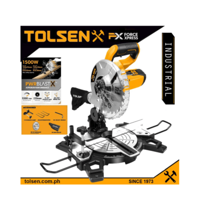 Tolsen Heavty Duty Mitre Saw w/ 5 Free Accessories (1500Watts) PWRBLAST X