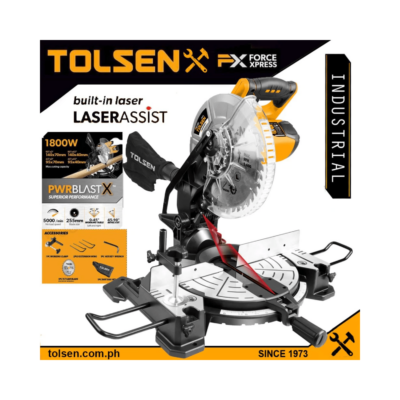 Tolsen Industrial Mitre Saw w/ Laser Assist (1800Watts) Free 5pcs Accessories PWRBLAST X