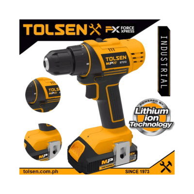 Tolsen LI-ION Cordless Drill 10mm w/ 2 Battery & Tool Bag (All in One 20V Battery) CE Approved 87212