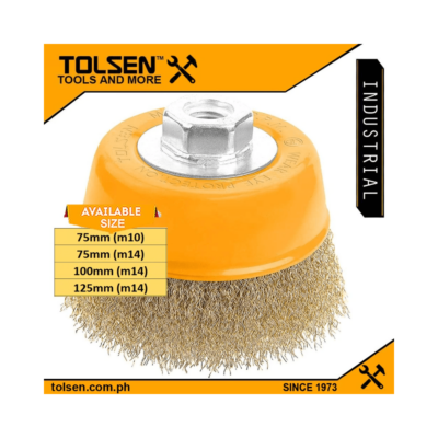 Tolsen Industrial Cup Wire Brush with Nut (75mm | 100mm | 125mm – M10 | M14)