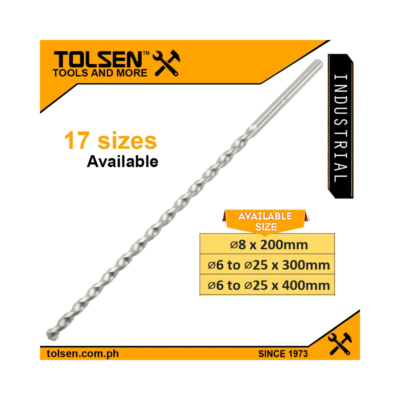 Tolsen Extra Long Concrete Drill Bit (Ø6mm to 25mm | L200mm to 400mm) Top Quality TCT Tip