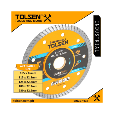 Tolsen Industrial Ultra-Thin Diamond DIsc (4″ | 4.5″ | 5″ | 7″ | 9″) Tile Cutting