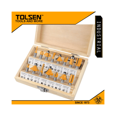 Tolsen 15pcs Carbide Router Bit Set (8mm) 75681 Industrial Grade