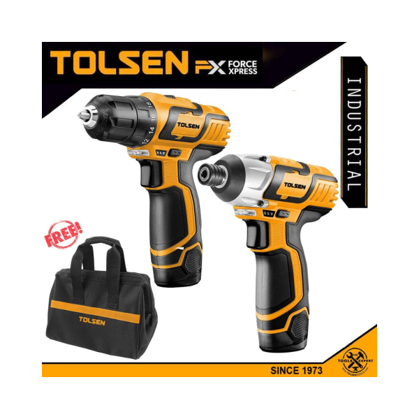 Tolsen LI-ON Cordless Drill & Impact Driver Set with Bag (12V) 79038