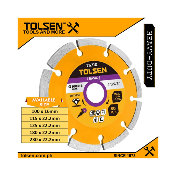 Tolsen Segmented Dry Diamond Cutting Disc (4" | 4.5" | 5" | 7" | 9") Tile Cutting