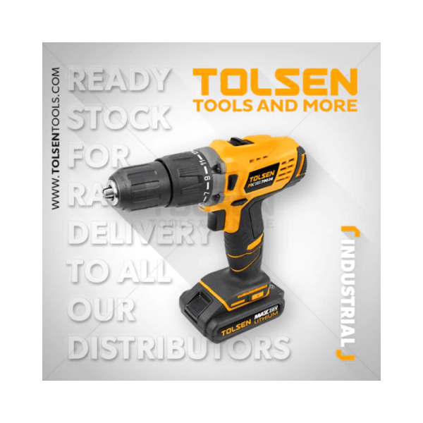 Tolsen Industrial LI-ION Cordless Impact Function Drill w/ 2 Battery, Hard Case (20V) GS & TUV Approved 79034 - Image 2