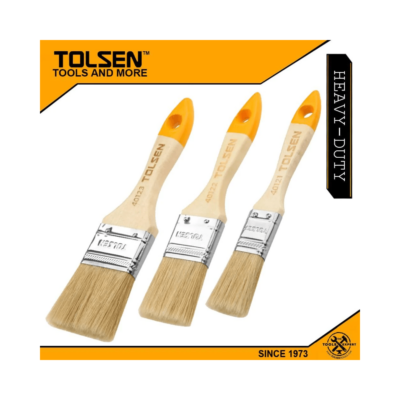 Tolsen 3pcs White Bristle Paint Brush Set (1 /1.5 /2 ) Wooden Handle 40144