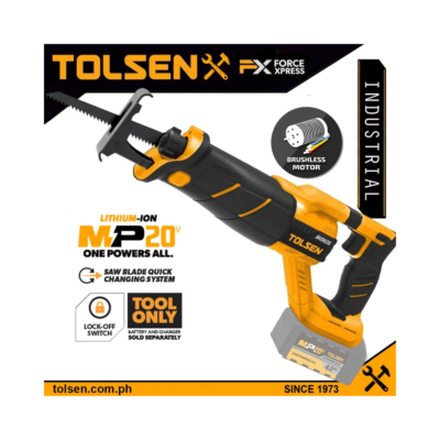 Tolsen LI-ION Brushless Cordless Reciprocating Saw w/ Quick Release Blade (All in One 20V Battery) CE Approved 87280