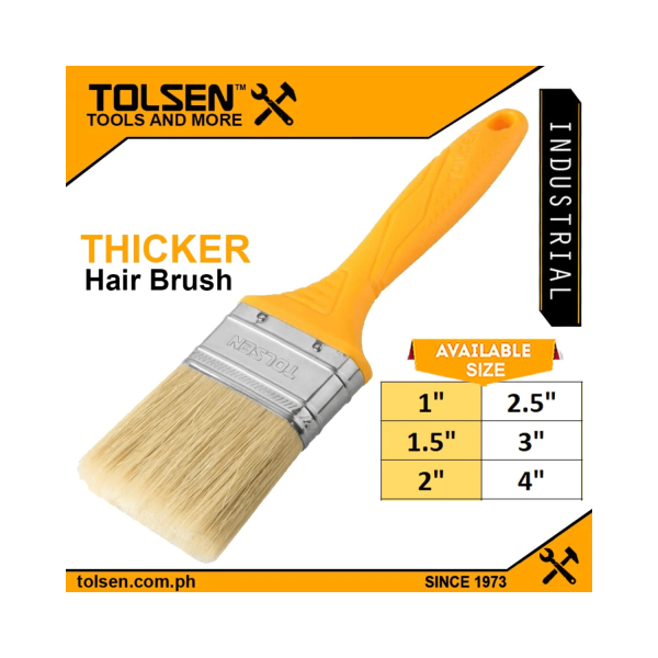 Tolsen Industrial Paint Brush w/ Plastic Handle (1" | 1.5" | 2" | 2.5" | 3" | 4") PET & White Bristle