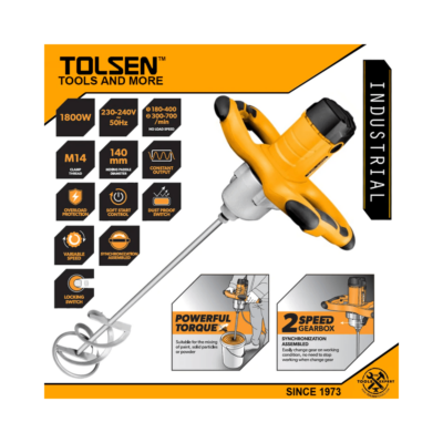 Tolsen Paint & Cement Mixer 2 Speed (1800W) Industrial Grade 79509