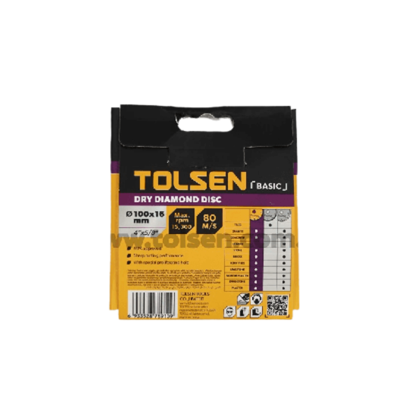 Tolsen Segmented Dry Diamond Cutting Disc (4" | 4.5" | 5" | 7" | 9") Tile Cutting - Image 2