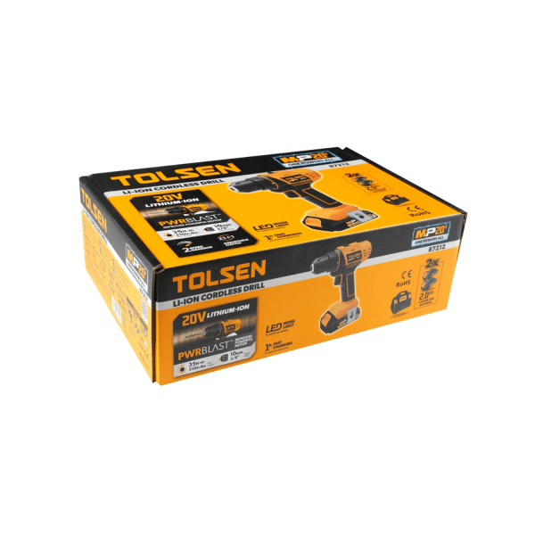 Tolsen LI-ION Cordless Drill 10mm w/ 2 Battery & Tool Bag (All in One 20V Battery) CE Approved 87212 - Image 2