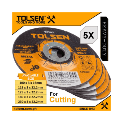 Tolsen 5pcs Depressed Center Cutting Disc For Metal (4″ | 4.5″ | 5″ | 7″ | 9″)