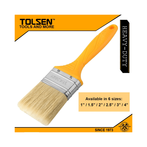 Tolsen Industrial Paint Brush w/ Plastic Handle (1" | 1.5" | 2" | 2.5" | 3" | 4") PET & White Bristle - Image 3