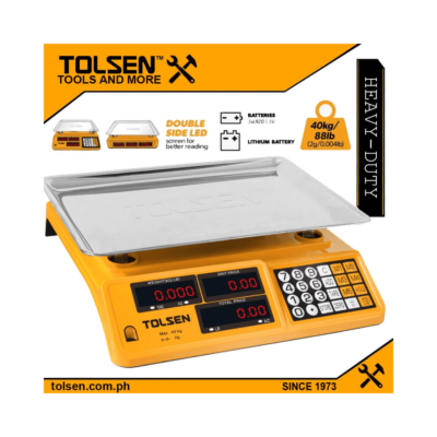 Tolsen Digital Commercial Grade Price Weighing Scale Double Display (40KG/88LBS) 35200