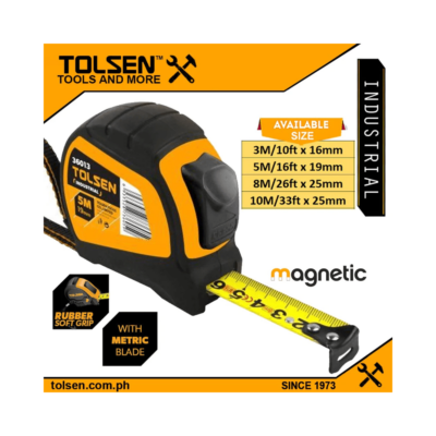 Tolsen Industrial Measuring Tape Auto Lock (3M | 5M | 8M | 10M) Impact Resistance MID Class 2