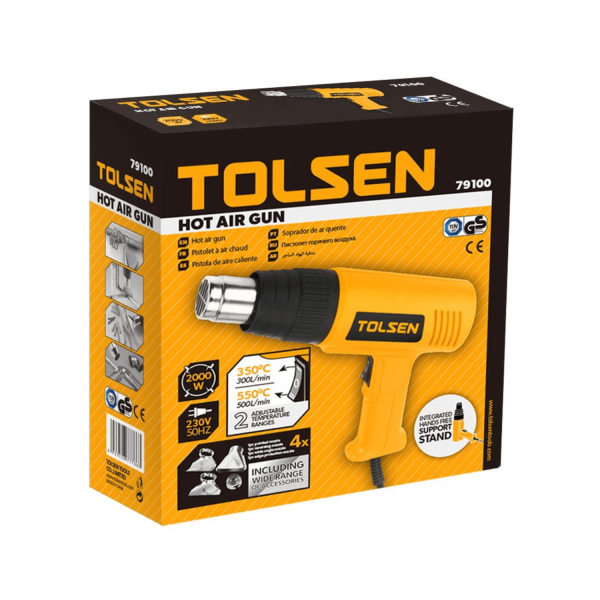 Tolsen Hot Air Heat Gun Dryer w/ 4 Free Nozzle (2000W) Adjustable Heat Two Level 79100 - Image 8