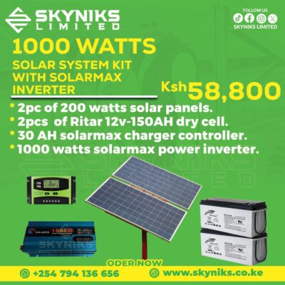 1000 WATTS SOLAR SYSTEM KITS WITH SOLARMAX INVERTER