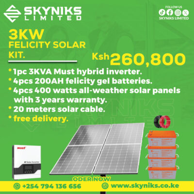 FELICITY 3KW FULL SOLAR KIT.